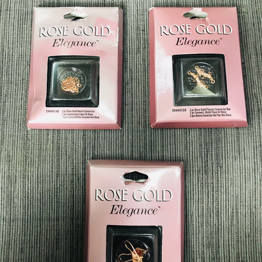 Rose Gold Heart & Flower Diamond Shape Ear Wire